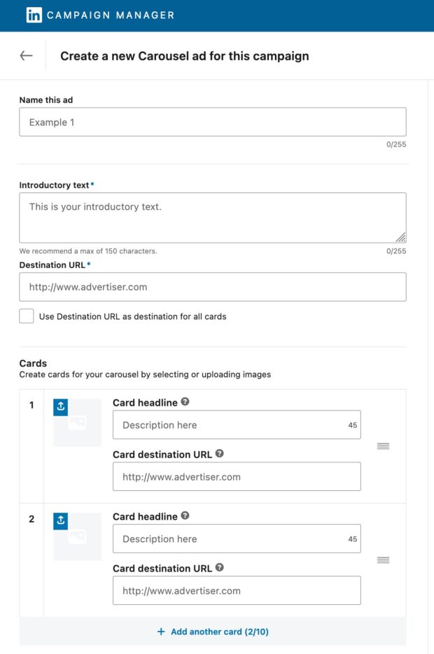 Creating a LinkedIn carousel ad