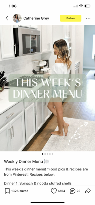 this week's dinner menu by Catherine Grey