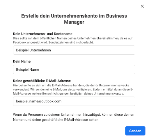 Unternehmens-Account im Business Manager erstellen