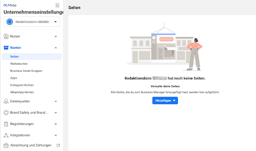 Facebook-Seite im Meta Business Manager hinzufügen