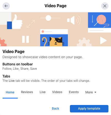 video page showcase video content on Facebook