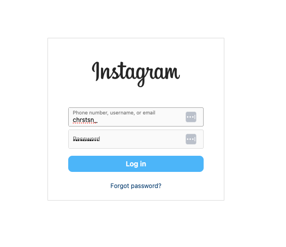 log in on Instagram desktop site