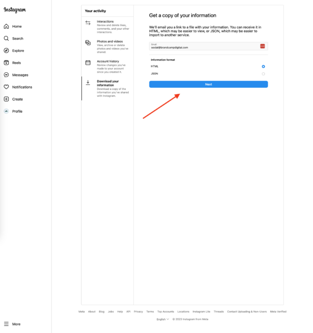 choose format HTML or JSON and click next