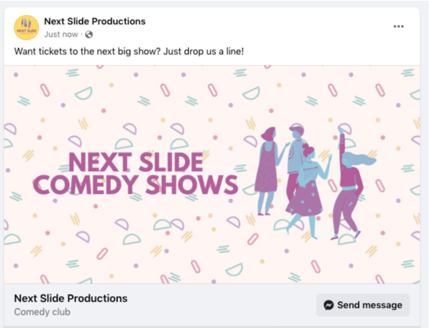 Next Slide Comedy Shows send message button