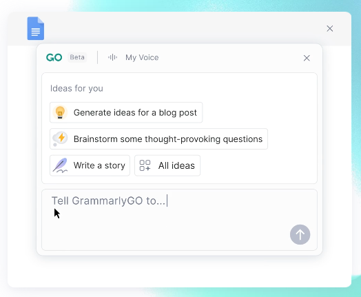 GrammarlyGO generate ideas for blog post