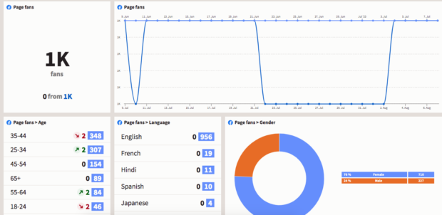 visuals with graphs for Facebook page engagement