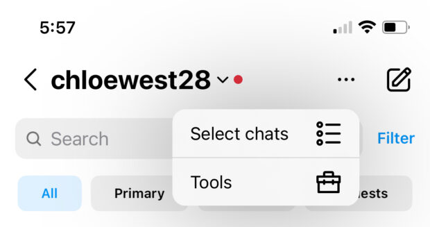 Select Tools in the top right corner of your messages dashboard.