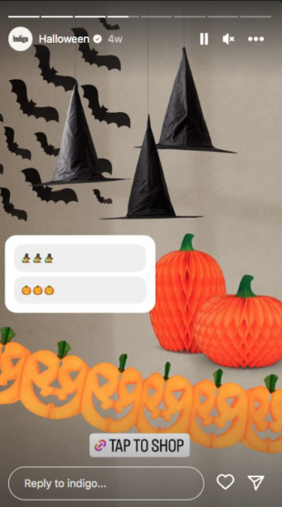 Halloween themed Instagram story poll witches or pumpkins