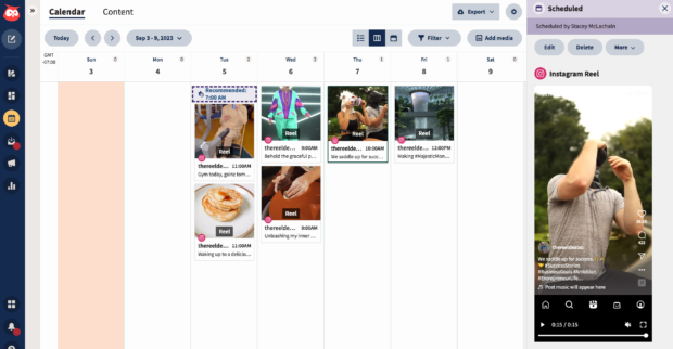 Hootsuite Calendar scheduled Instagram Reels