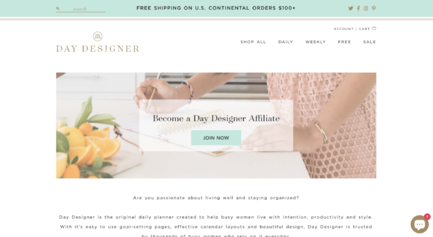 Day Designer affiliate program sign up page Join Now