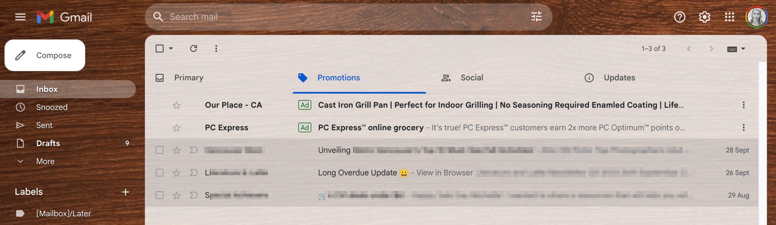 Google Discovery ads emails on Gmail account