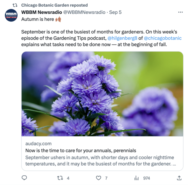 retweet by chicago botanic garden of a new article about caring for perennials in autumn