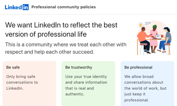 LinkedIn professional community policies safety trust and professionalism