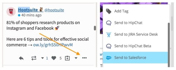Hootsuite send to salesforce
