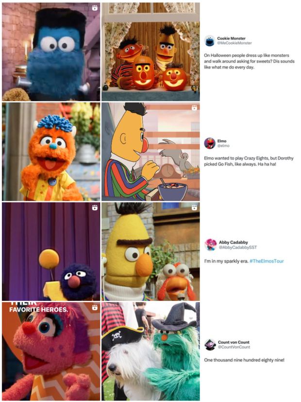 Sesame Street screenshot of Tweets and other characters