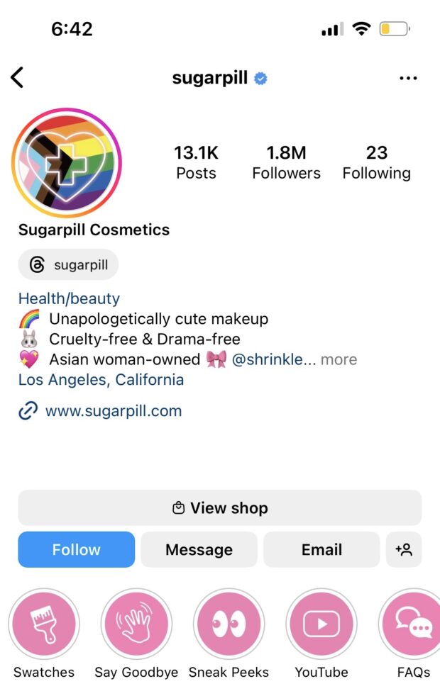 Sugar Pill cosmetics pink Canva highlight covers on Instagram