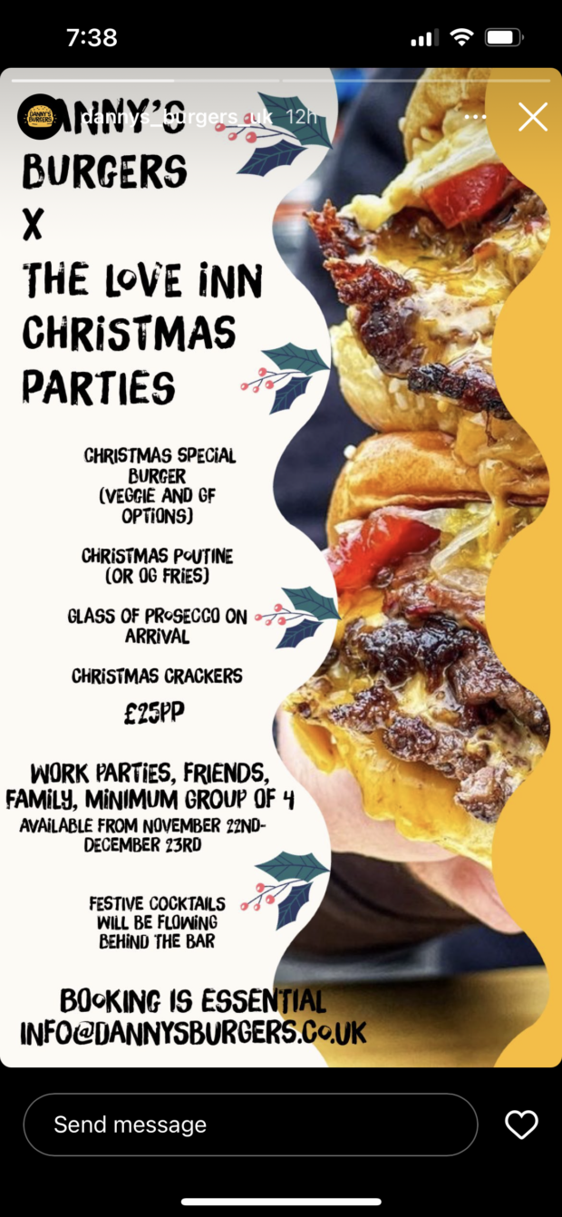 Danny's Burgers UK Christmas Parties