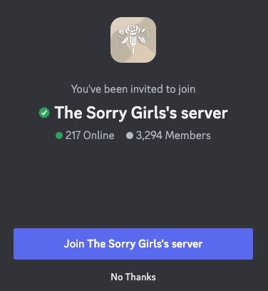 The Sorry Girls server