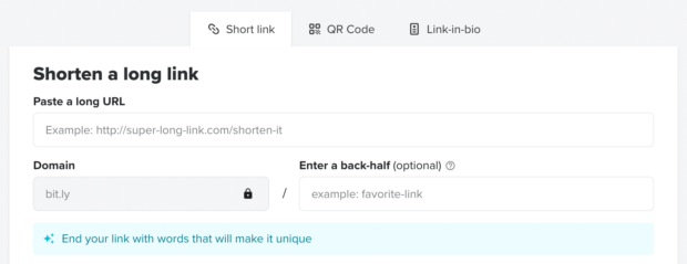 Bitly link shortening