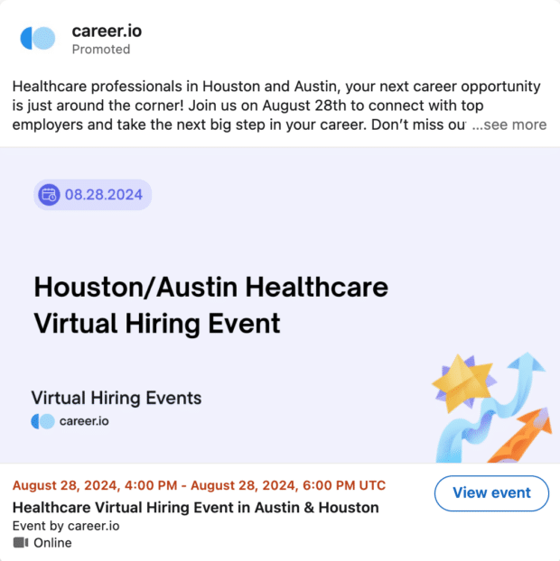 career.io event ad