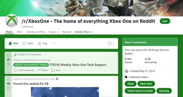 Reddit XboxOne subreddit