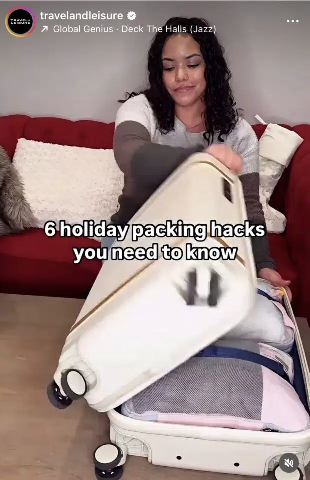 Travel + Leisure Instagram Reel about packing tips