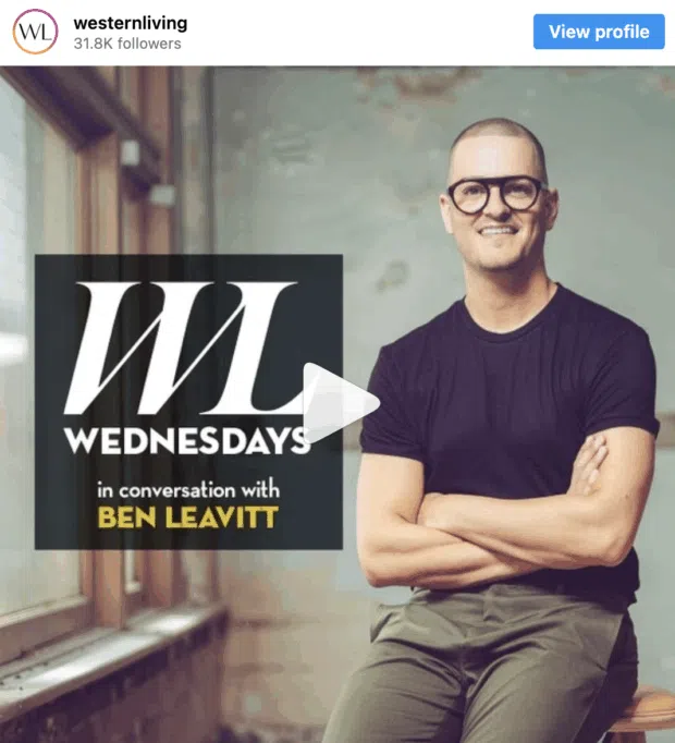 Western Living livestream on Instagram