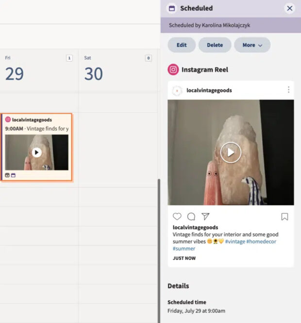 programar reels de Instagram en Hootsuite