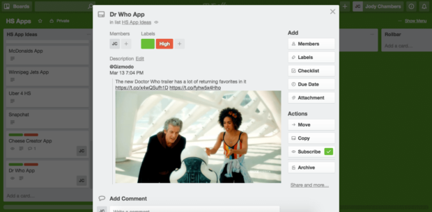 Adding a task in Trello