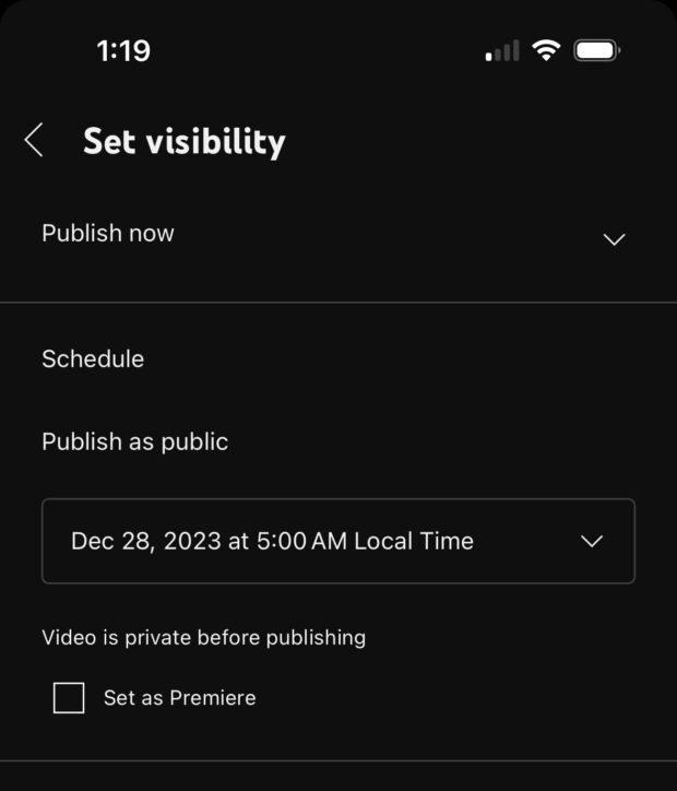 select date and time to schedule video