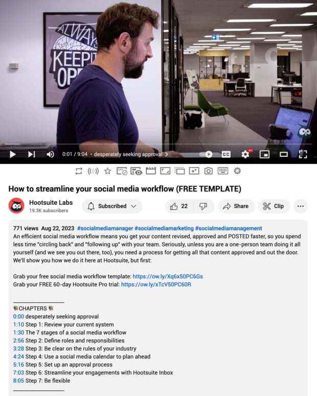 timestamps in description of Hootsuite Labs video