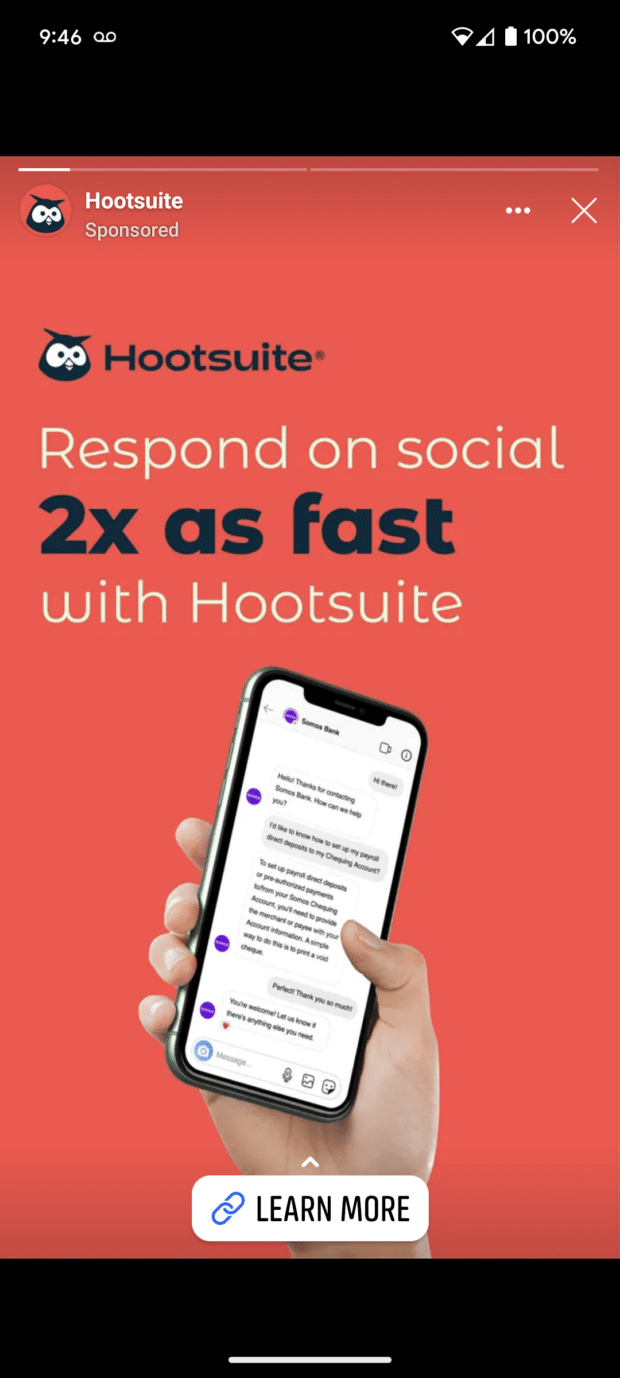 Hootsuite Sponsored Ad Facebook Stories