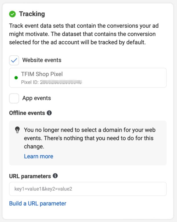 Tracking website events with URL parameters