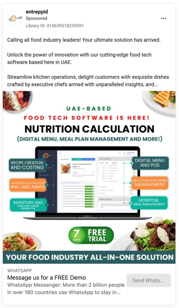 Entreppid food tech software messenger ad