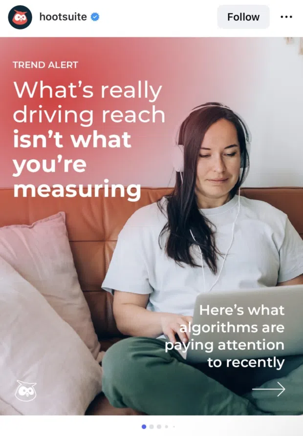 Instagram carousel of algorithm trends from Hootsuite