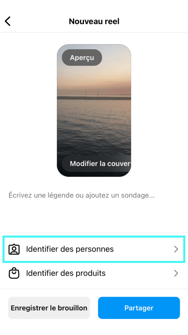 fonction identifier des personnes dans un reel Instagram