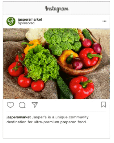 Jaspers Market vegetables photo ad in Instagram feed