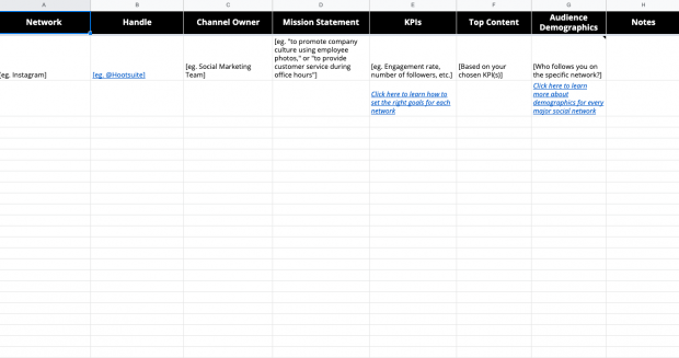 social media plan template excel