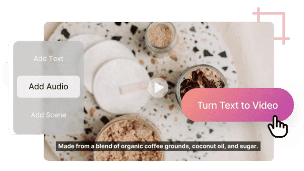 candles on a speckled plate with text overlay saying turn text into video