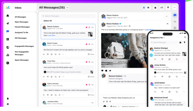 Sprinklr social inbox dashboard