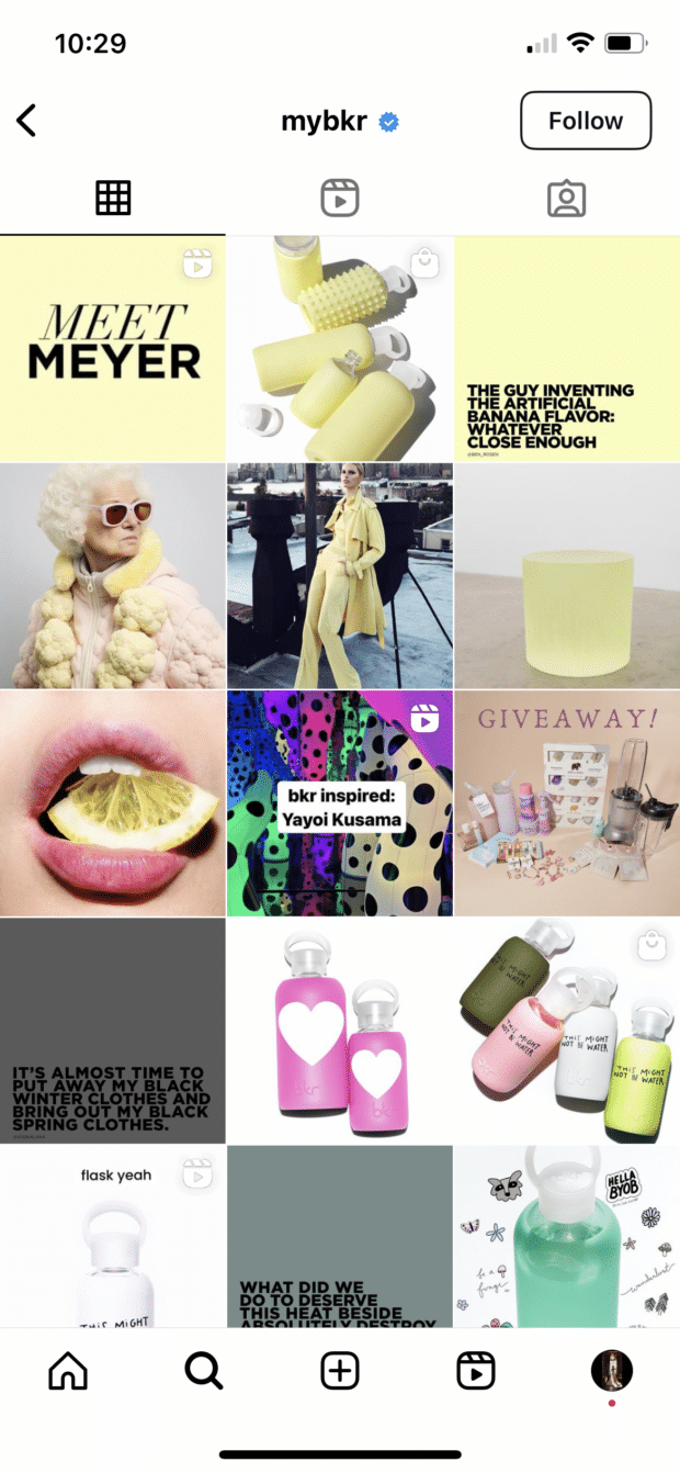 mybkr transitioning color themed feed yellow