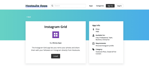 Hootsuite Apps Instagram Grid integration