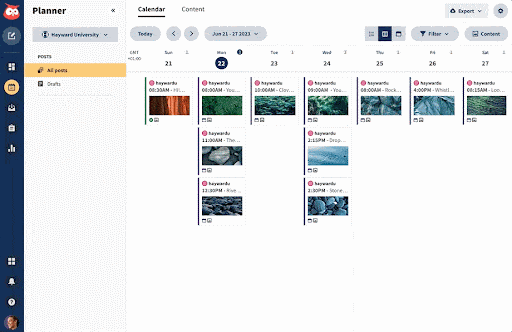 GIF showing how content is created and uploaded to instagram grid in hootsuite