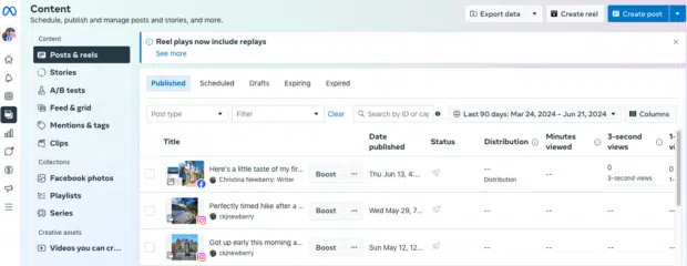 Meta Business Suite dashboard