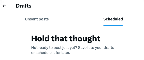 What the empty scheduled posts tab looks like on X/Twitter