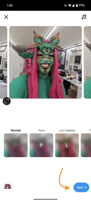 Filter options for each image in your Instagram carousel