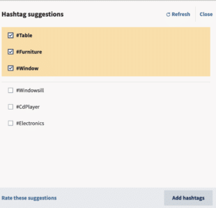 Selecting hashtag recommendations in Hootsuite Composer