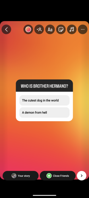 Question sticker in Instagram stories