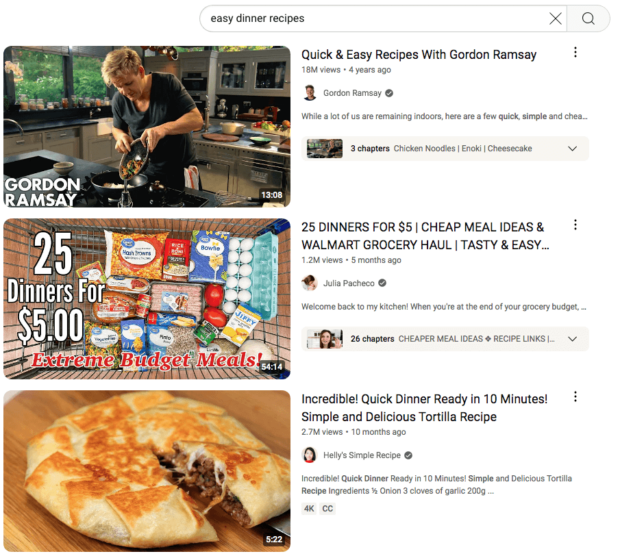 easy dinner recipes video results