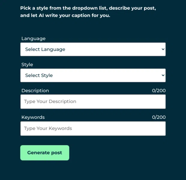 Hootsuite's free caption generator